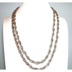 Vintage Single Strand Twisted Rope Chain Necklace 48"